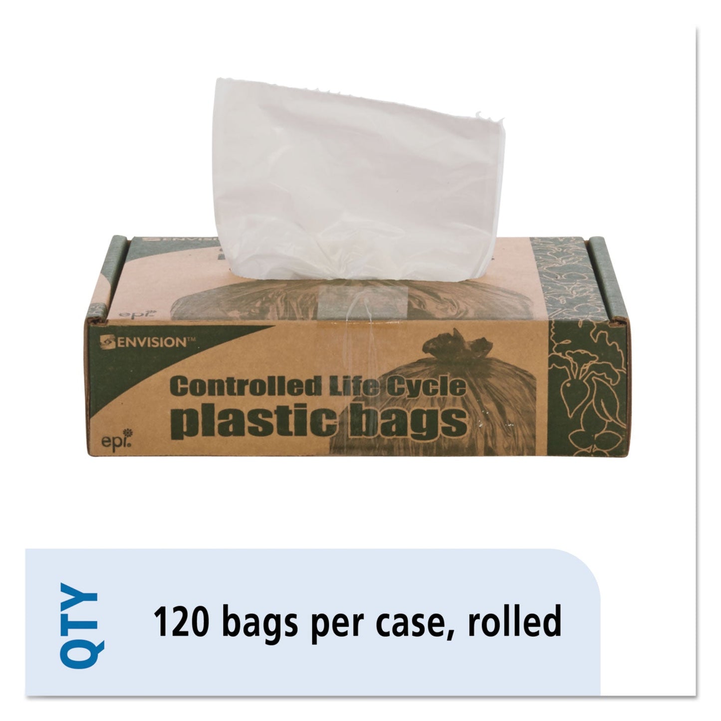 STOG2430W70 Controlled Life-Cycle Plastic Trash Bags, 13 Gal, 0.7 Mil, 24" X 30", White, 120/box Stout by Envision