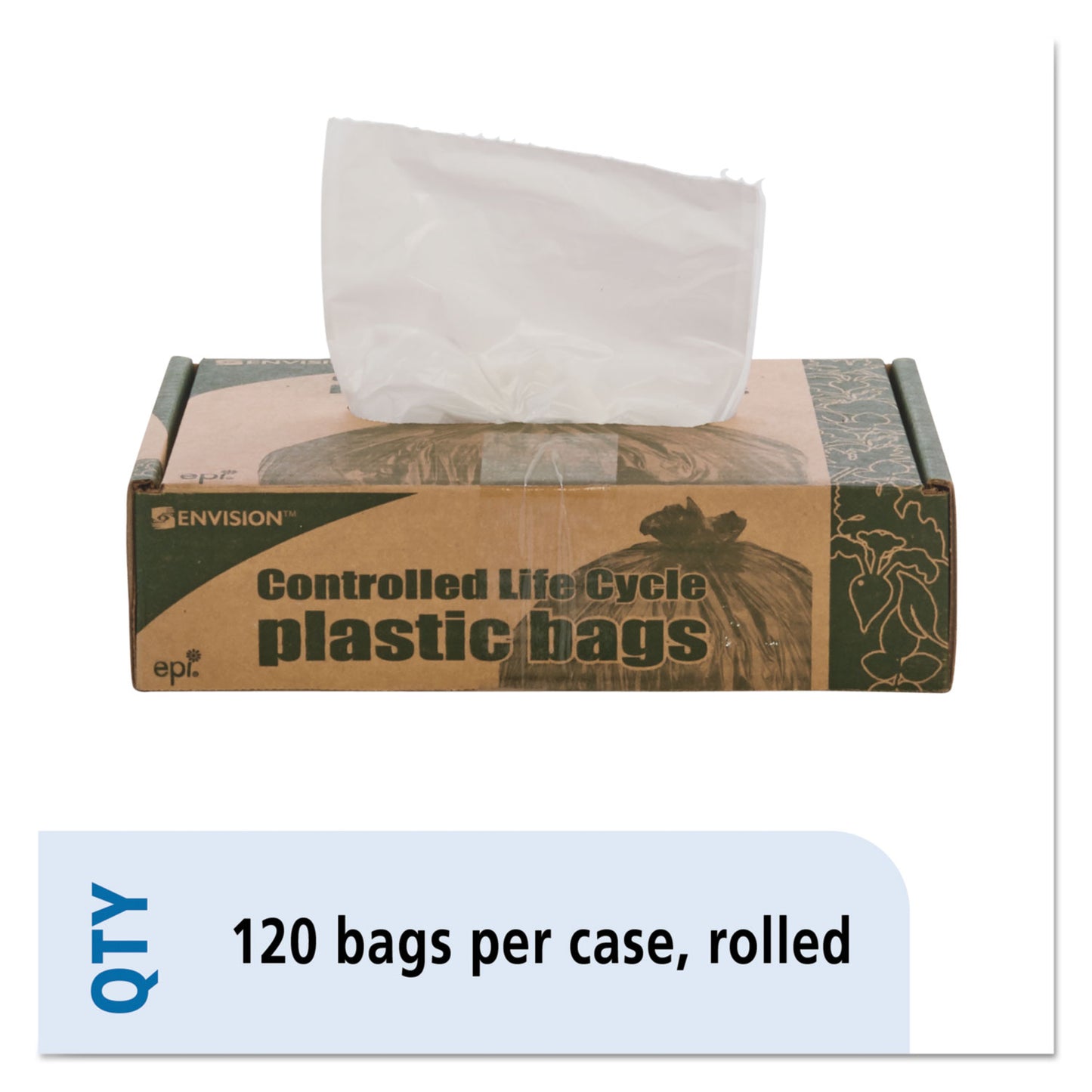 STOG2430W70 Controlled Life-Cycle Plastic Trash Bags, 13 Gal, 0.7 Mil, 24" X 30", White, 120/box