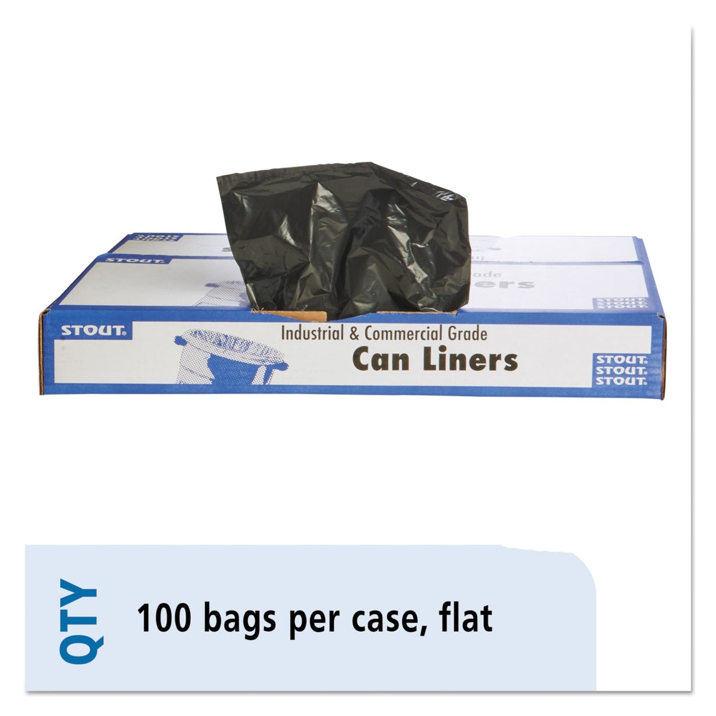 STOT3860B15 Total Recycled Content Plastic Trash Bags, 60 gal, 1.5 mil, 38" x 60", Black/Brown, 100/Carton Stout by Envision
