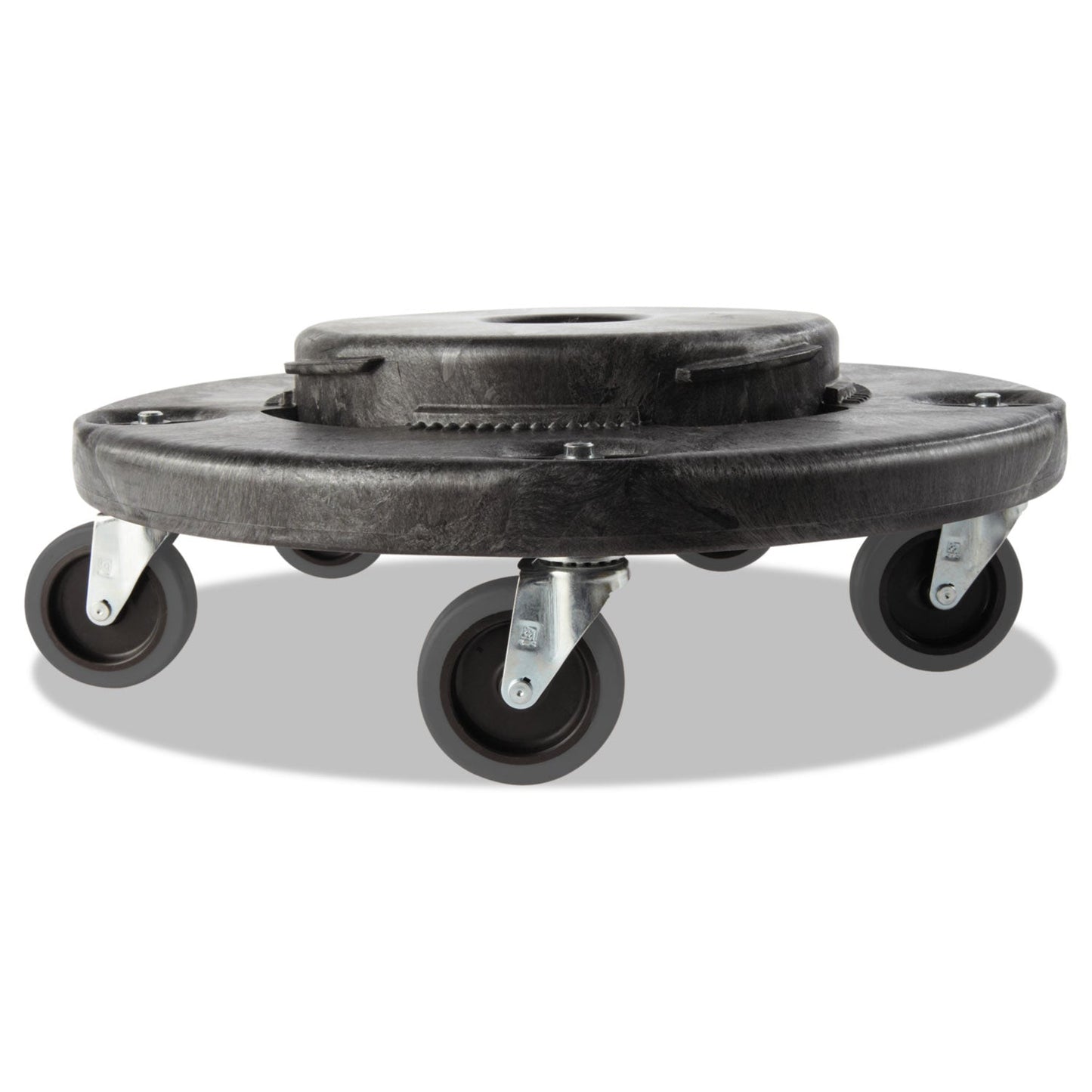 RCP264043BLA Brute Quiet Dolly, 250 lb Capacity, 18.25" Diameter x 6.63"h, Black RUBBERMAID COMMERCIAL PROD.