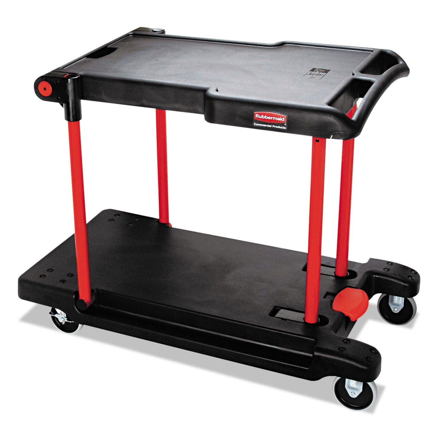 RCP430000BK Convertible Utility Cart, Plastic, 2 Shelves, 400 lb Capacity, 23.88" x 45.13" x 34.38", Black RUBBERMAID COMMERCIAL PROD.