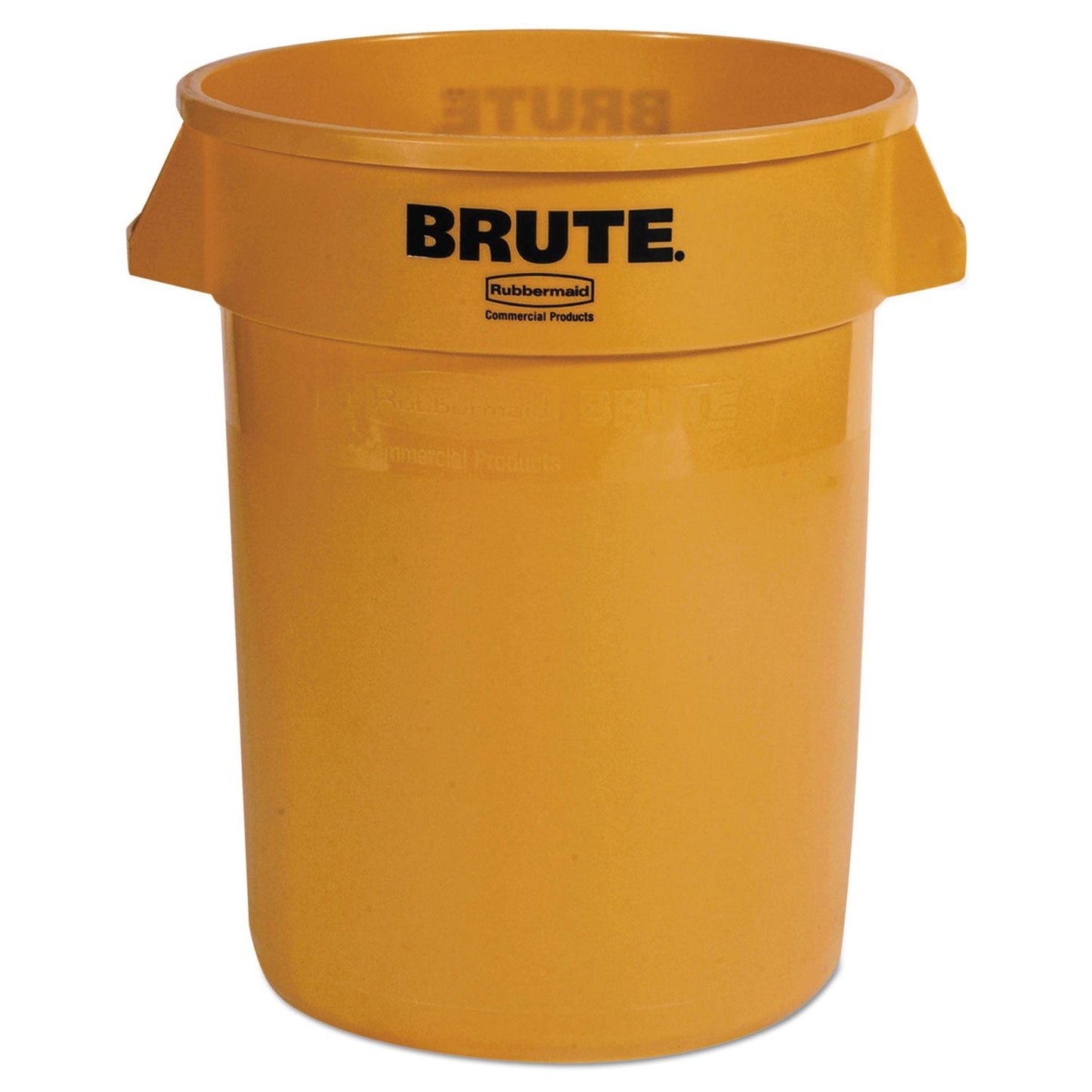 RCP2632YEL Vented Round Brute Container, 32 gal, Plastic, Yellow RUBBERMAID COMMERCIAL PROD.