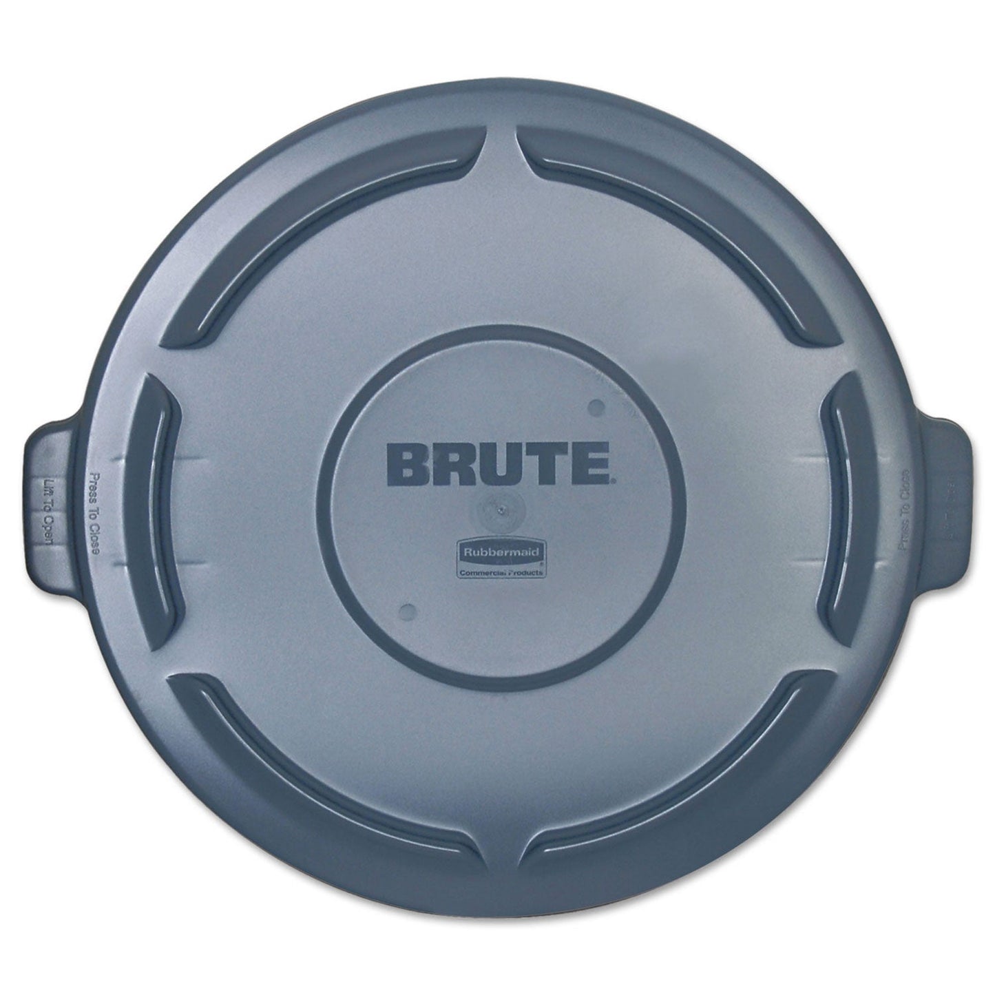 RCP264560GY BRUTE Self-Draining Flat Top Lids, 24.5" Diameter x 1.5h, Gray RUBBERMAID COMMERCIAL PROD.