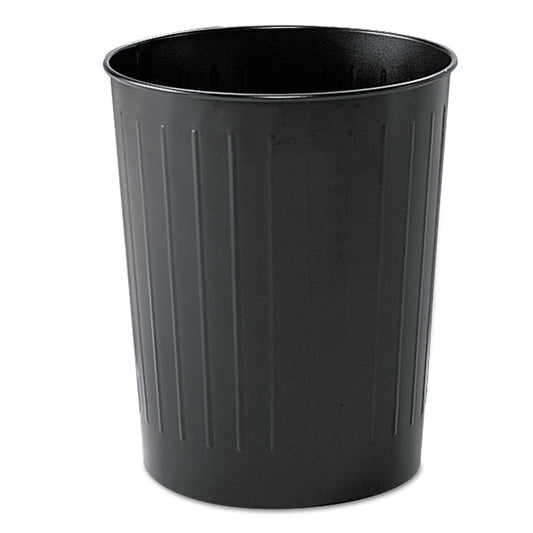 SAF9604BL Round Wastebaskets, 23.5 qt, Steel, Black