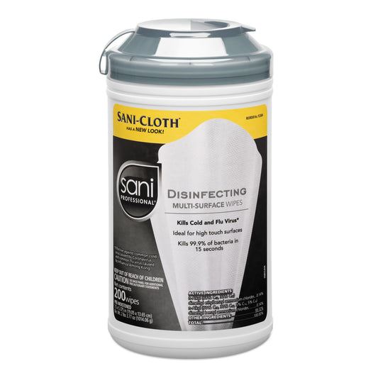 NICP22884EA Disinfecting Multi-Surface Wipes, 7.5 x 5.38, White, 200/Canister
