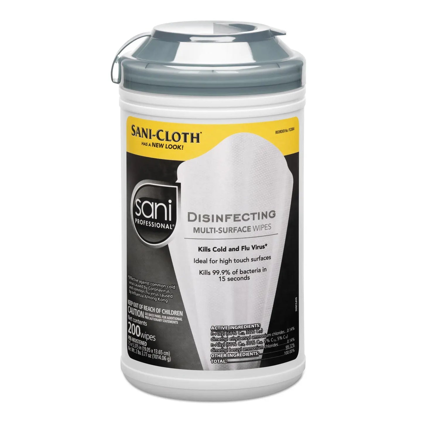 NICP22884EA Disinfecting Multi-Surface Wipes, 7.5 x 5.38, White, 200/Canister Sani Professional