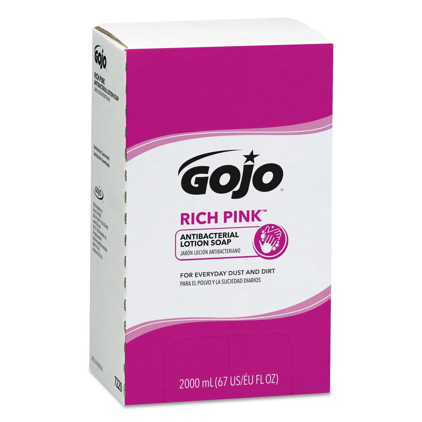 GOJ7220 RICH PINK Antibacterial Lotion Soap Refill, Floral Scent, 2,000 mL, 4/Carton GOJO