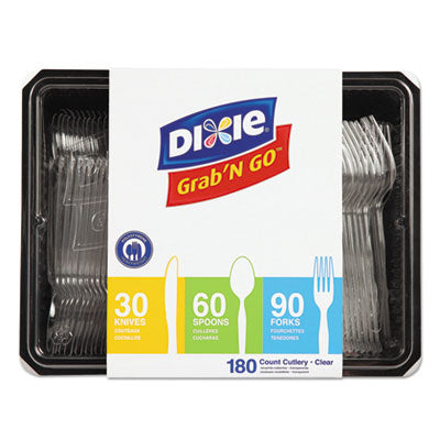 DXECH0369DX7PK Combo Pack, Tray with Clear Plastic Utensils, Heavyweight, (90) Forks/(30) Knives/(60) Spoons, Plastic, Clear, 1,800/Carton DIXIE FOOD SERVICE