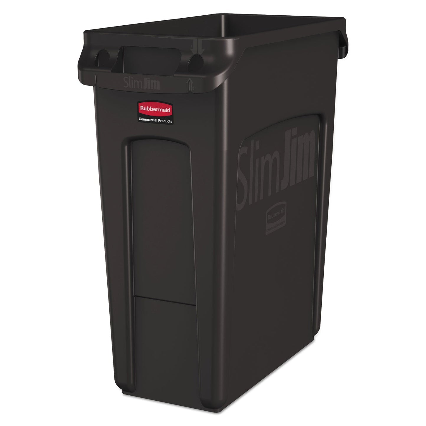 RCP1955959 Slim Jim with Venting Channels, 16 gal, Plastic, Black RUBBERMAID COMMERCIAL PROD.