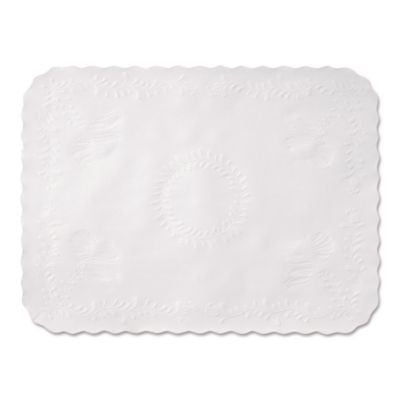 HFMTC8704472 Scalloped Edge Traymat, Anniversary Embossed Surface, 19" x 14", White, 1,000/Carton