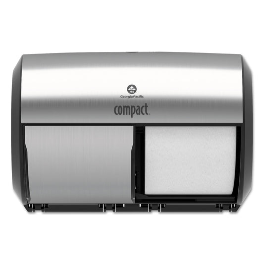 GPC56796A Compact Coreless Side-by-Side Double-Roll Tissue Dispenser, 11 x 7.38 x 7.38, Stainless Steel