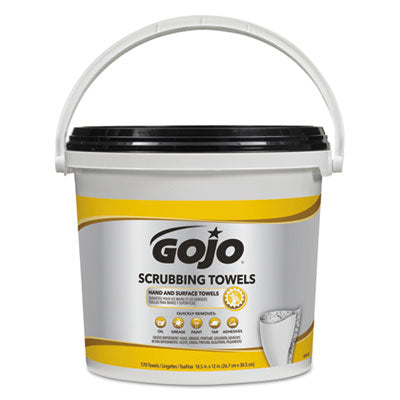GOJ639802 Scrubbing Towels, Hand Cleaning, Orange Scent, White/Yellow, 170/Bucket, 2 Buckets/Carton GO-JO INDUSTRIES