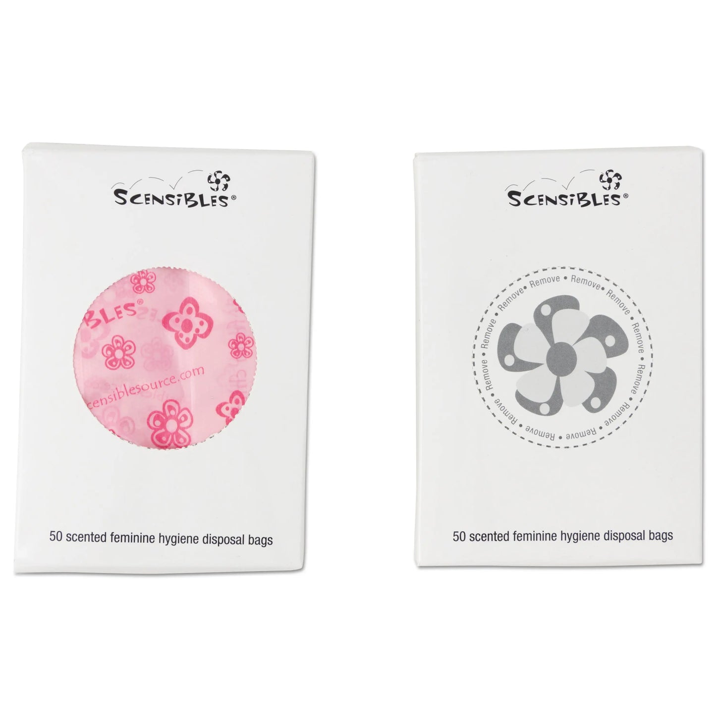 HOSSBX50 Scensibles Personal Disposal Bags, 3.38" x 2" x 9.75", Pink, 50 Bags/Box, 24 Boxes/Carton HOSPECO