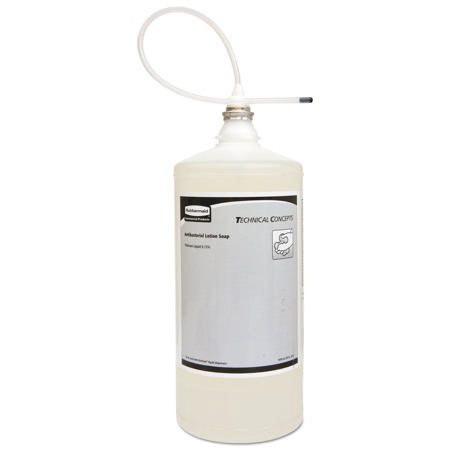 RCP2018582CT One Shot Antibacterial Enriched Lotion Soap Refill, Floral Scent, 800 mL, 4/Carton RUBBERMAID COMMERCIAL PROD.