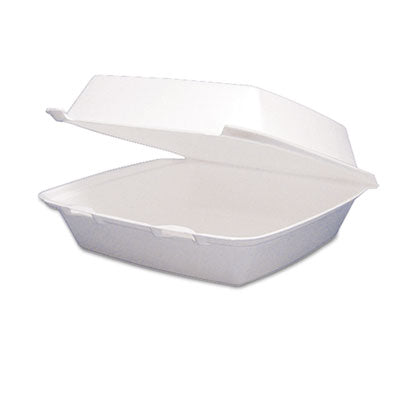 DCC85HT1R Foam Hinged Lid Containers, 8.38 x 7.78 x 3.25, White, 200/Carton