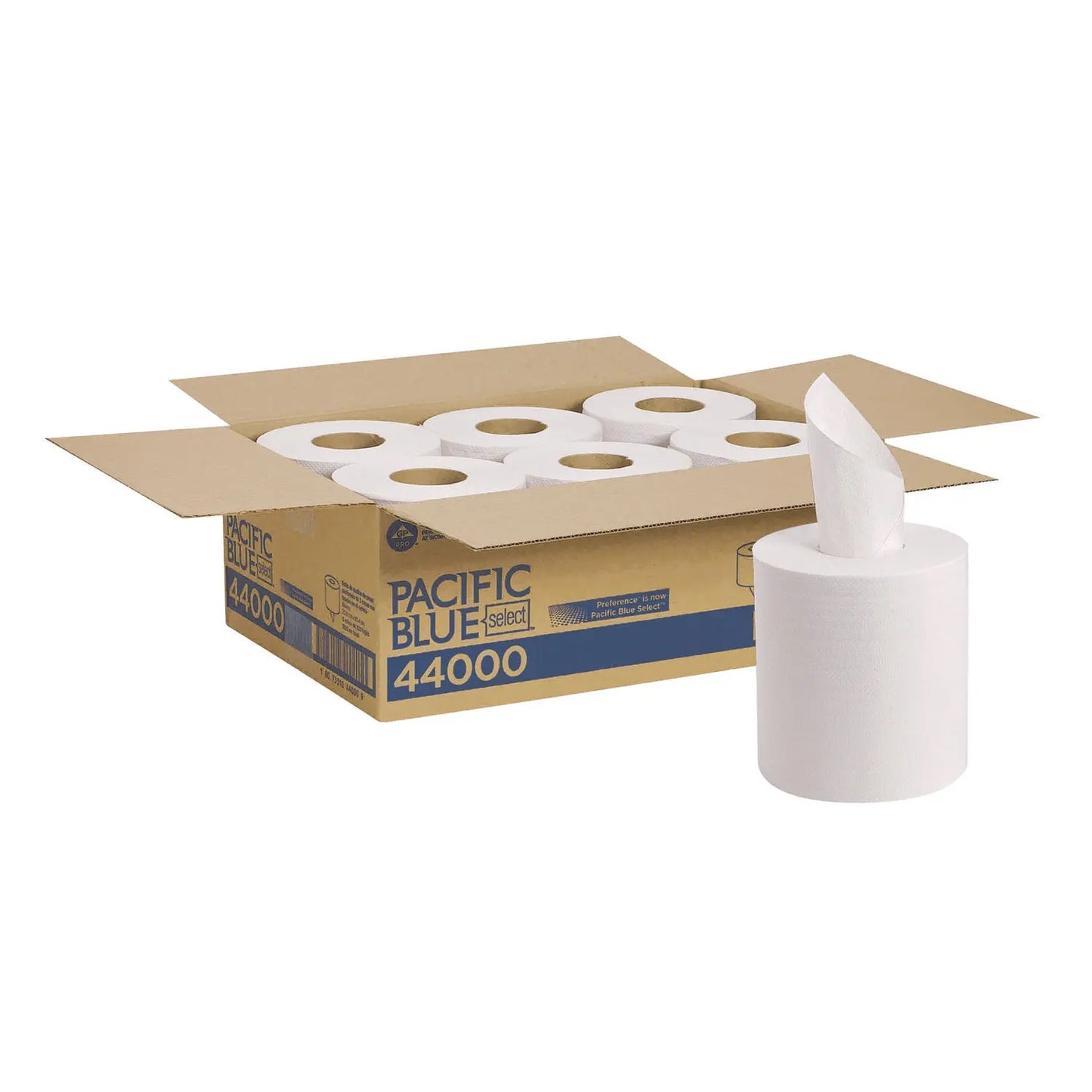 GPC44000 Pacific Blue Select 2-Ply Center-Pull Perf Wipers, 2-Ply, 8.25 x 12, White, 520/Roll, 6 Rolls/Carton Georgia Pacific Professional