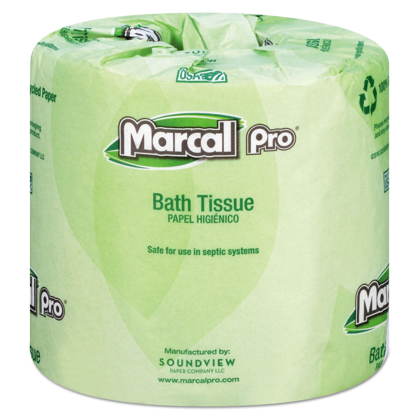 MRC3001 100% Recycled Bathroom Tissue, Septic Safe, 2-Ply, White, 240 Sheets/Roll, 48 Rolls/Carton