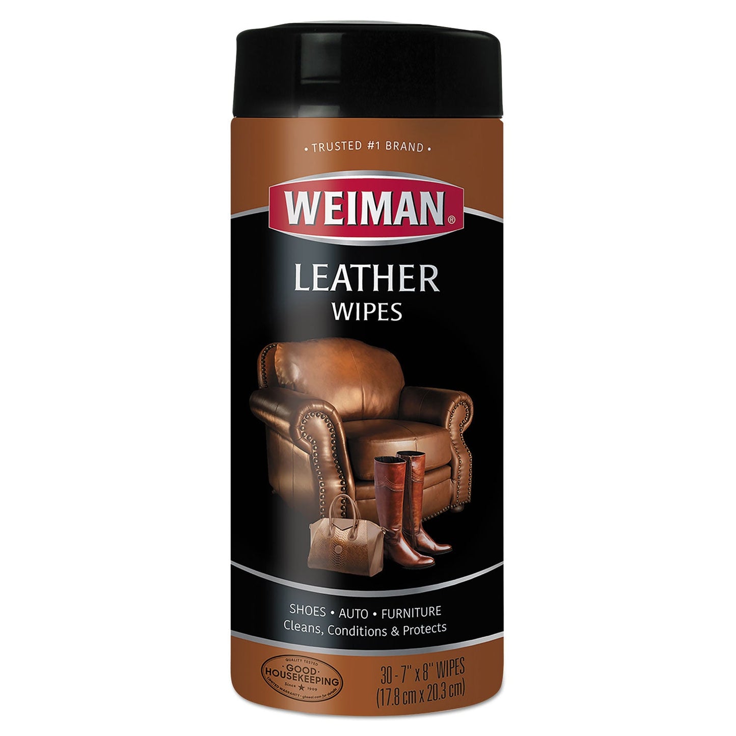 WMN91CT Leather Wipes, 1-Ply, 7 x 8, White, 30/Canister, 4 Canisters/Carton WEIMAN