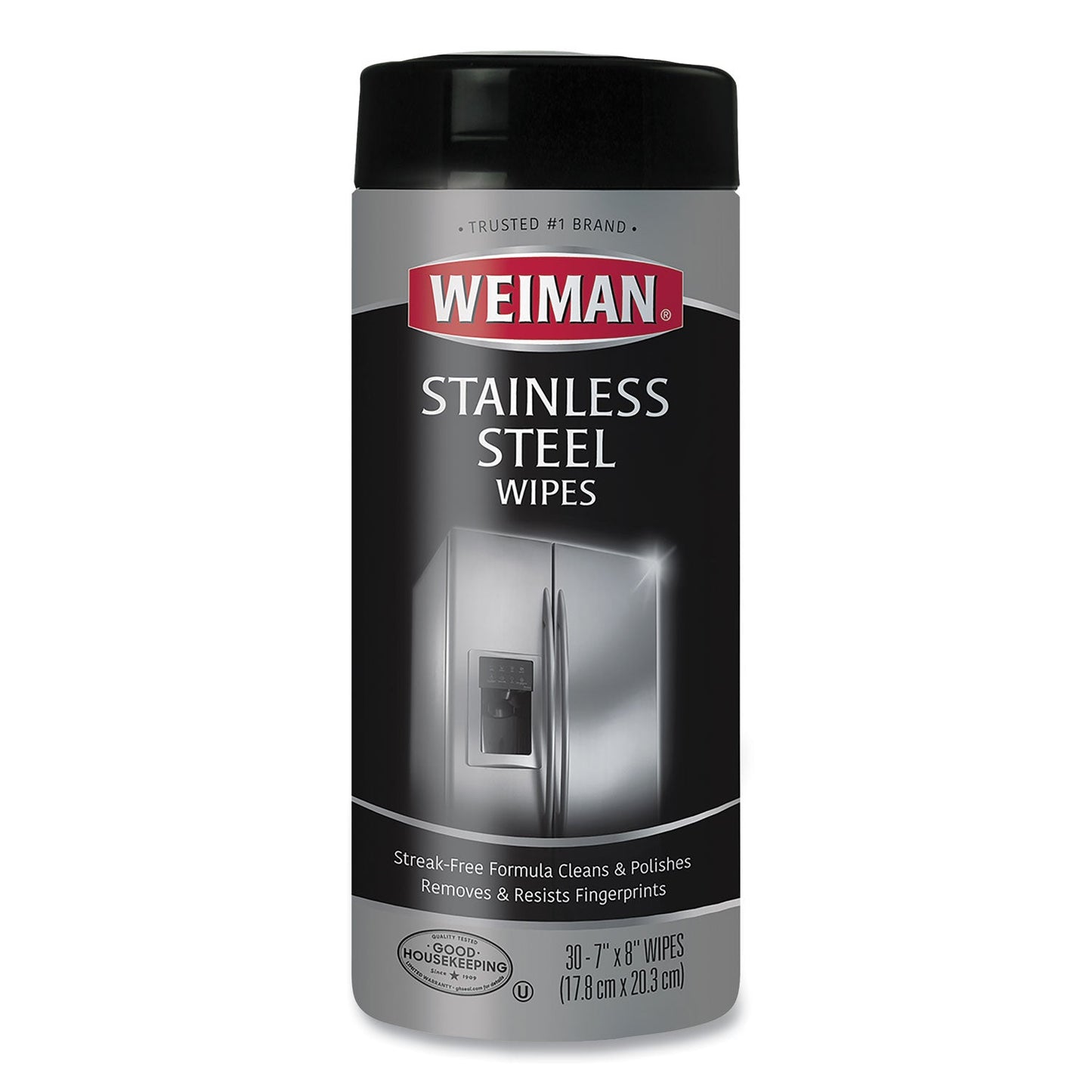 WMN92 Stainless Steel Wipes, 1-Ply, 7 x 8, White, 30/Canister WEIMAN
