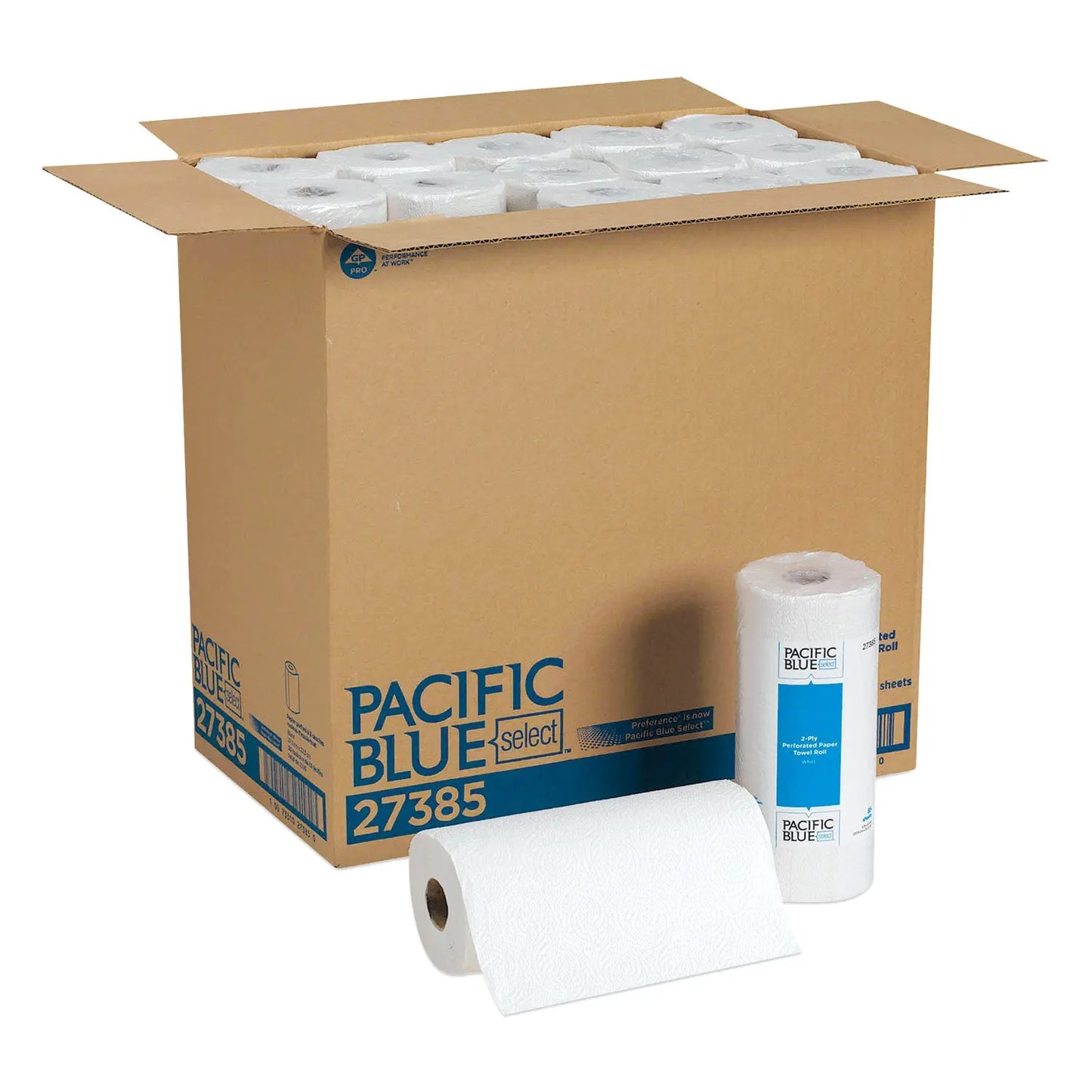 GPC27385 Pacific Blue Select Two-Ply Perforated Paper Kitchen Roll Towels, 2-Ply, 11 x 8.8, White, 85/Roll, 30 Rolls/Carton Georgia Pacific Professional