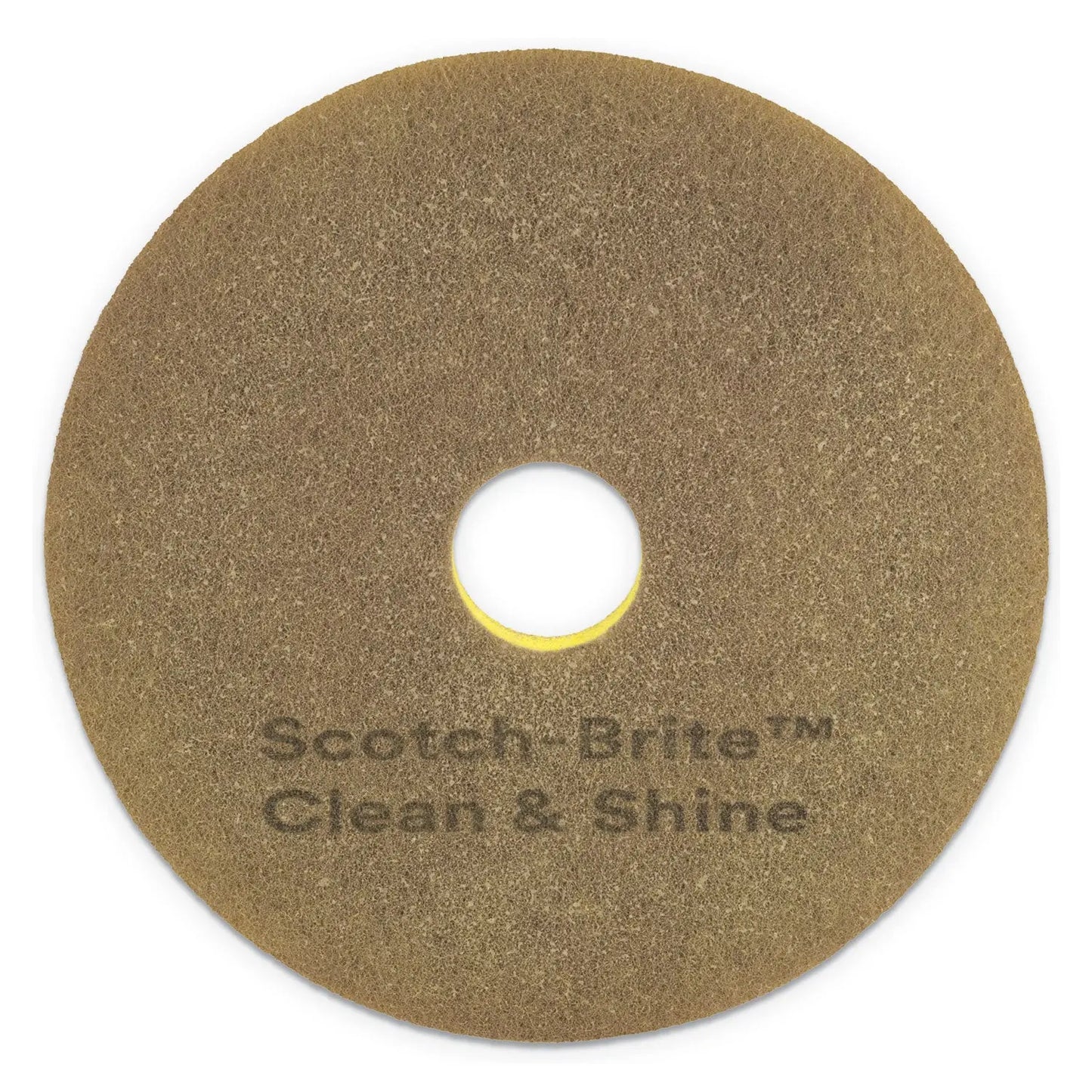 Clean And Shine Pad, 20" Diameter, Brown/yellow, 5/carton Scotch-Brite