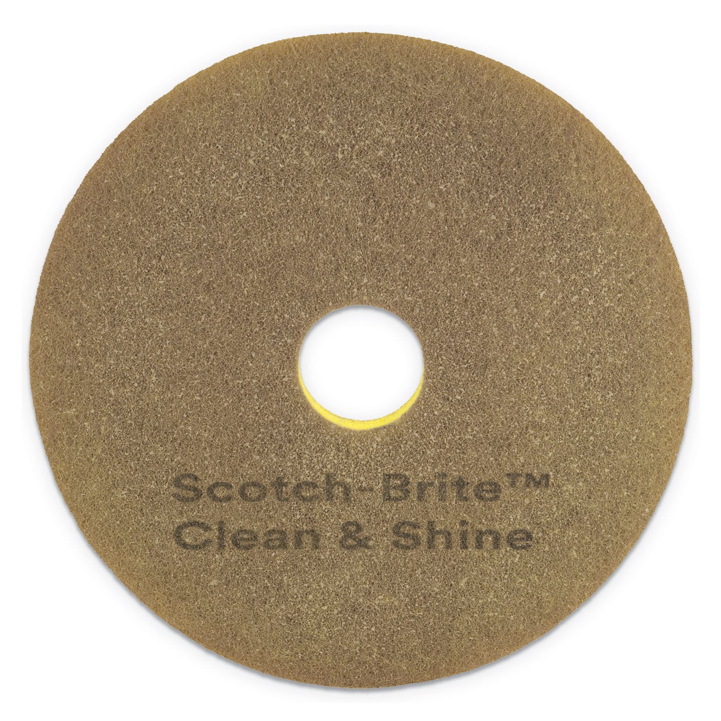 MMM09541 Clean And Shine Pad, 20" Diameter, Brown/yellow, 5/carton