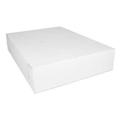 SCH1019 White One-Piece Non-Window Bakery Boxes, 18 x 13 x 3.5, White, Paper, 50/Carton