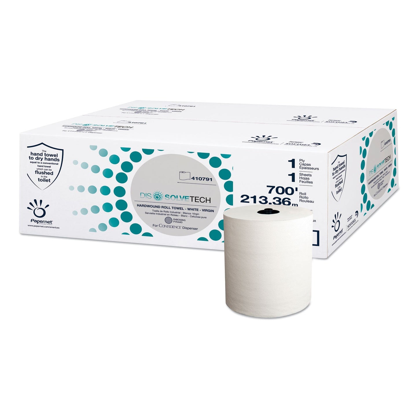 SOD410791 DissolveTech Paper Towel, 1-Ply, 7.5" x 700 ft, White, 6 Rolls/Carton Papernet