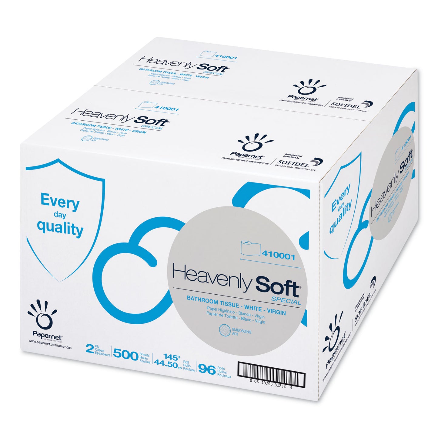 SOD410001 Heavenly Soft Toilet Tissue, Septic Safe, 2-Ply, White. 500 Sheets/Roll, 96 Rolls/Carton Papernet