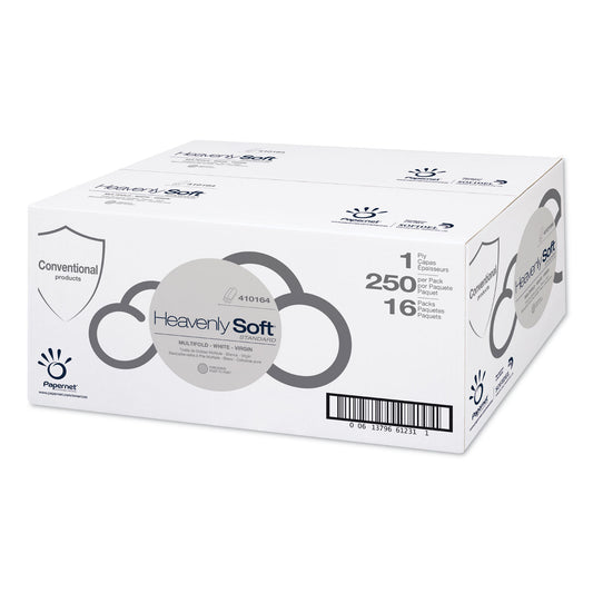 SOD410164 Heavenly Soft Standard Multi-Fold Towels, 1-Ply, 9.49 x 9.25, White, 250/Pack, 16 Packs/Carton