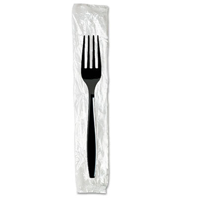 DXEFH53C7 Individually Wrapped Heavyweight Forks, Plastic, Black, 1,000/Carton