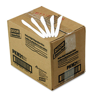 DXEPKM21 Plastic Cutlery, Mediumweight Knife, White, 1,000/Carton