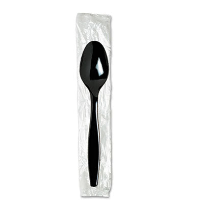 DXETH53C7 Individually Wrapped Heavyweight Spoon, Plastic, Black, 1,000/Carton