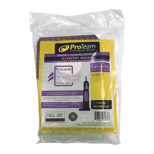 PRO-103483 Intercept Micro Filter Bags for ProTeam Commercial ProForce and ProCare Upright Vacuum Cleaners, 10-Pack Proteam