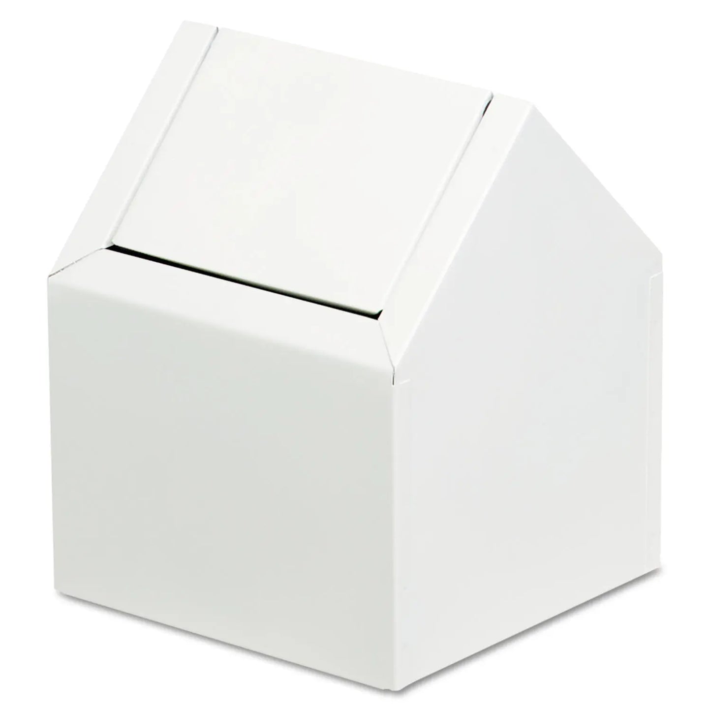 HOS2201 Double Entry, Swing Top Floor Receptacle, Metal, White HOSPECO