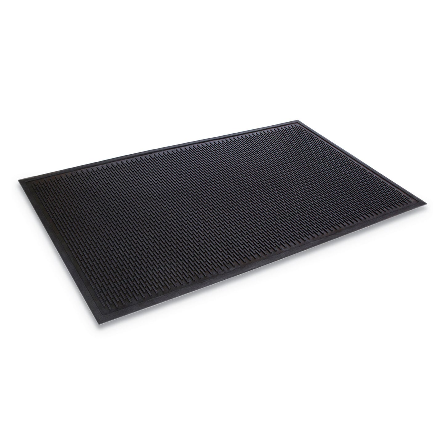 CWNTD0035BK Crown-Tred Indoor/Outdoor Scraper Mat, Black Loop-Twist Ribbed Rubber Surface, 35.5" x 59.5"