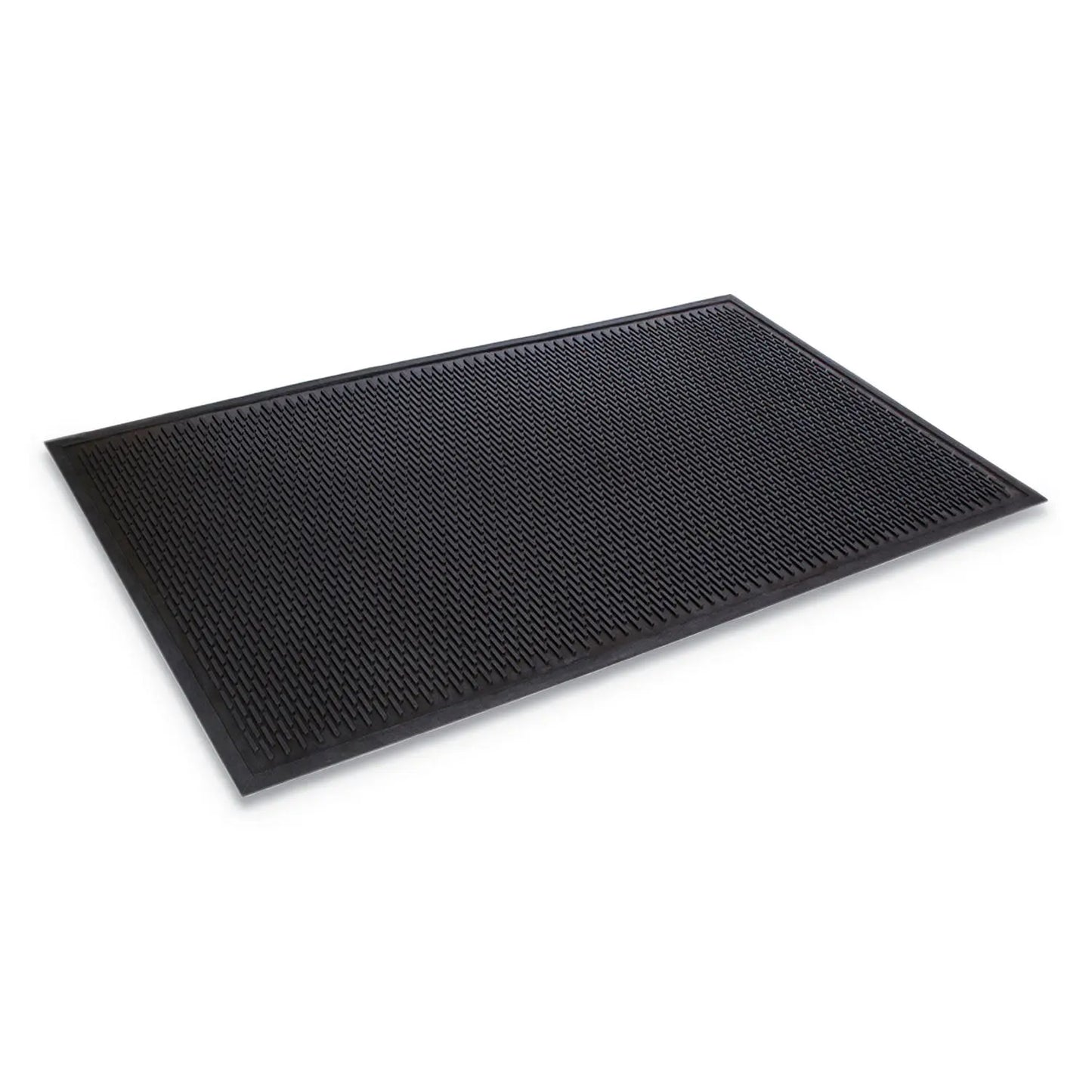 CWNTD0035BK Crown-Tred Indoor/Outdoor Scraper Mat, Black Loop-Twist Ribbed Rubber Surface, 35.5" x 59.5" Crown