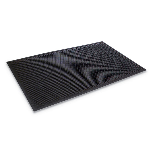 CWNTD0035BK Crown-Tred Indoor/Outdoor Scraper Mat, Black Loop-Twist Ribbed Rubber Surface, 35.5" x 59.5"