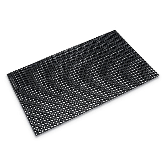 CWNWSTF35BK Safewalk Heavy-Duty Anti-Fatigue Drainage Mat, 0.88" Thick, 36" x 60", Black Raised Rib Perforated Surface