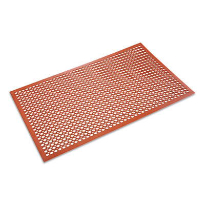 CWNWSCT35TC Grease-Resistant Safewalk-Light Wet/Oily Floor Anti-Fatigue Drainage Mat, 0.5" Thick, 36 x 60, Terra Cotta Perforated Surface CROWN MATS & MATTING