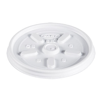 DCC8JL Plastic Lids, Vented, Fits 8 oz to 10 oz Hot/Cold Foam Cups, White, 100/Pack, 10 Packs/Carton DART