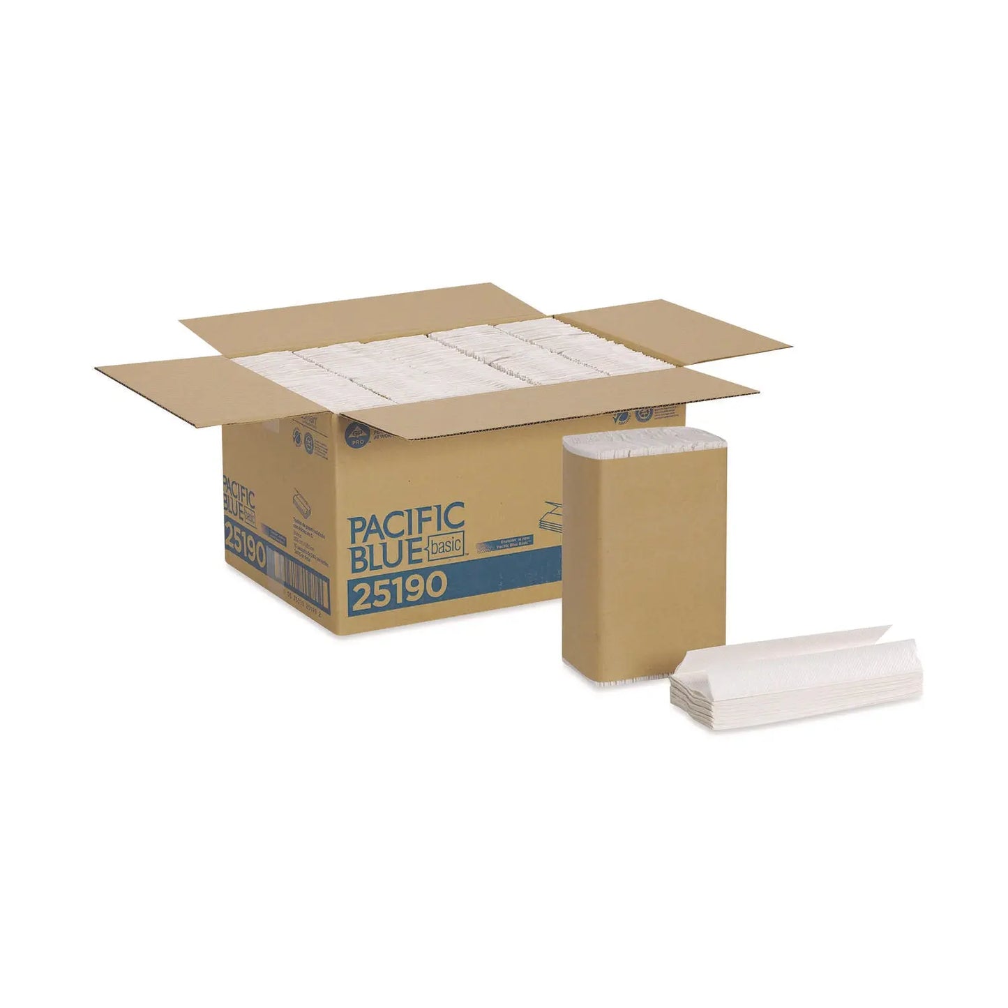 GPC25190 Pacific Blue Basic C-Fold Paper Towel, 1-Ply, 10.1 x 12.7, White, 240/Pack, 10 Packs/Carton Georgia Pacific Professional