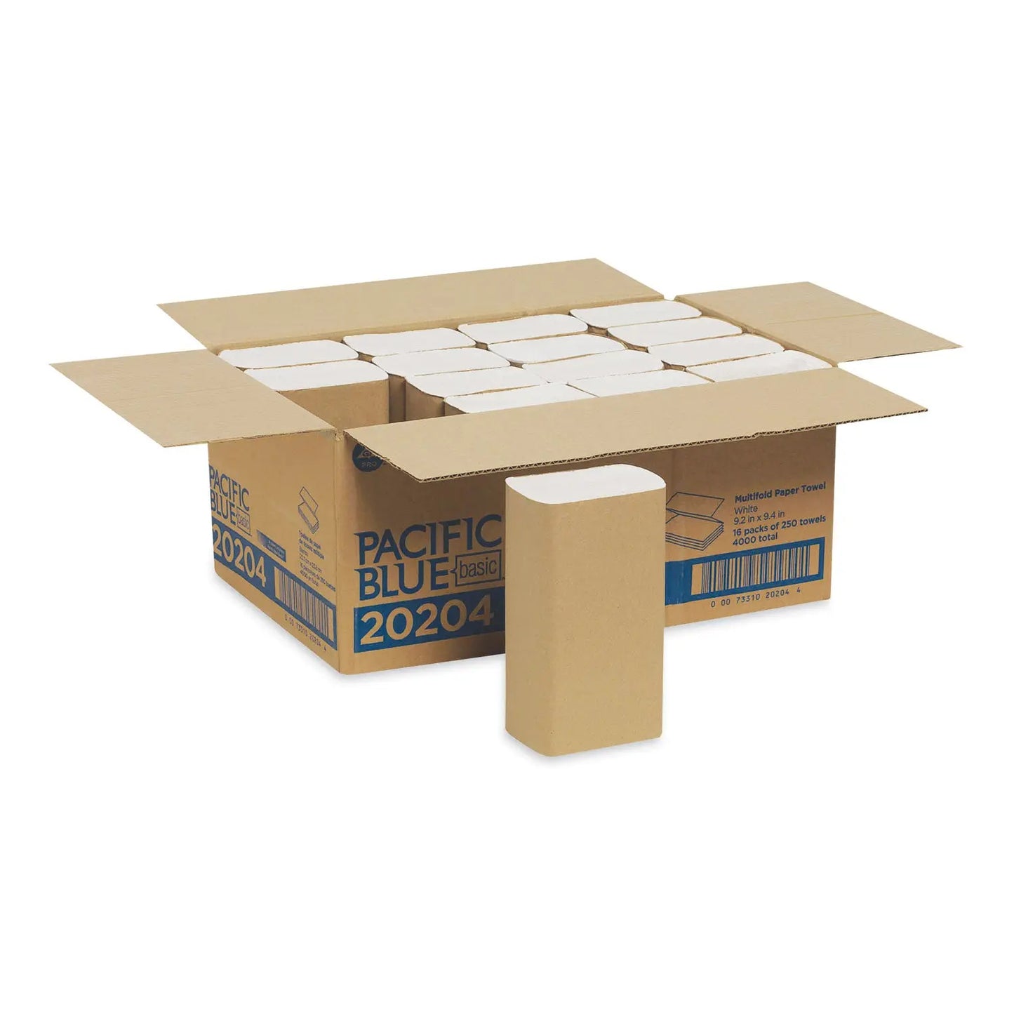 GPC20204 Pacific Blue Basic Folded Paper Towel, 1-Ply, 9.2 x 9.4, White, 250/Pack, 16 Packs/Carton Georgia Pacific Professional