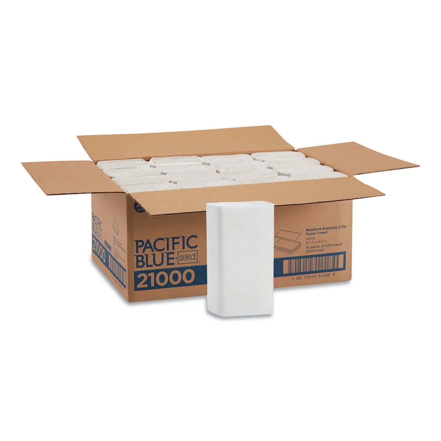 GPC21000 Pacific Blue Select Multi-Fold 2-Ply Paper Towel, 9.2 x 9.4, White, 125/Pack, 16 Packs/Carton Georgia Pacific Professional