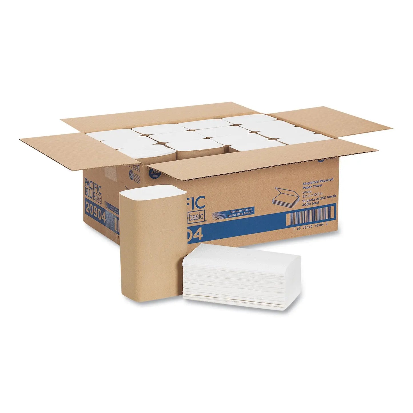 GPC20904 Pacific Blue Basic S-Fold Paper Towels, 1-Ply, 10.25 x 9.25, White, 250/Pack, 16 Packs/Carton Georgia Pacific Professional