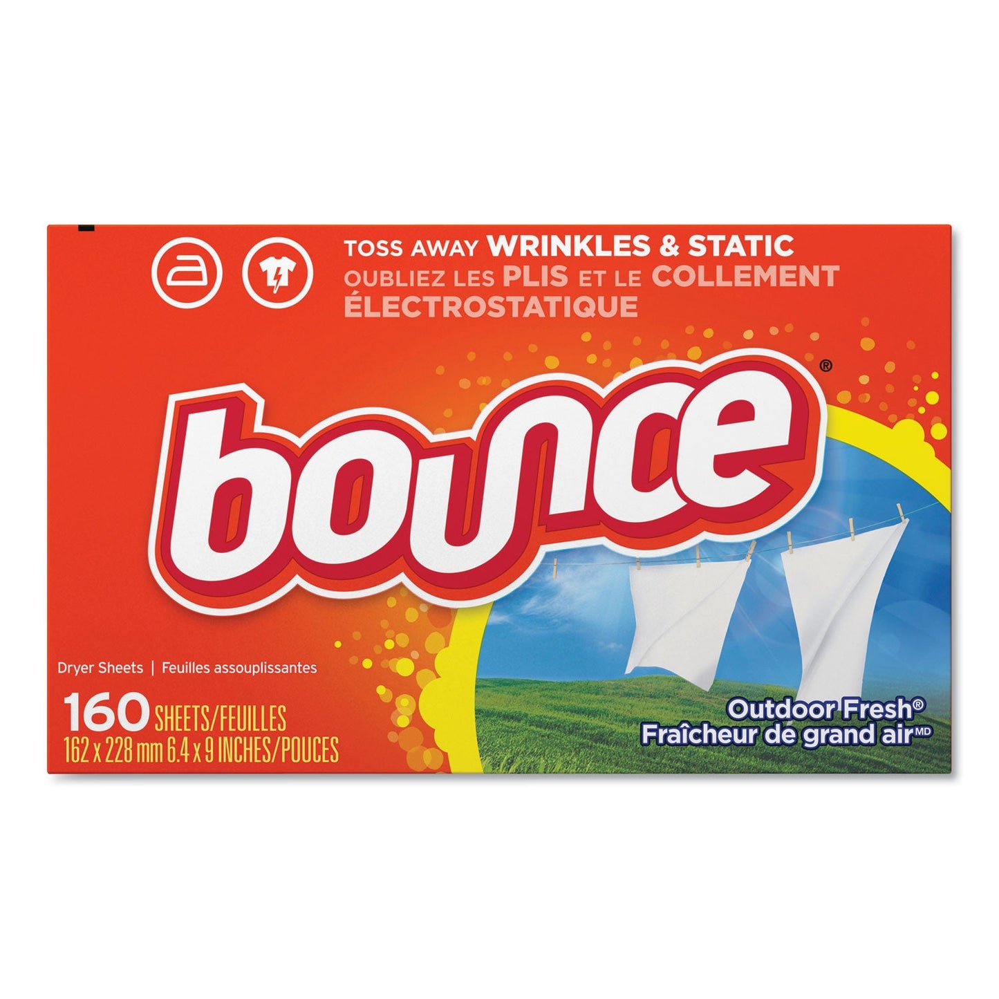 PGC80168CT Fabric Softener Sheets, Outdoor Fresh, 160 Sheets/box, 6 Boxes/carton Bounce