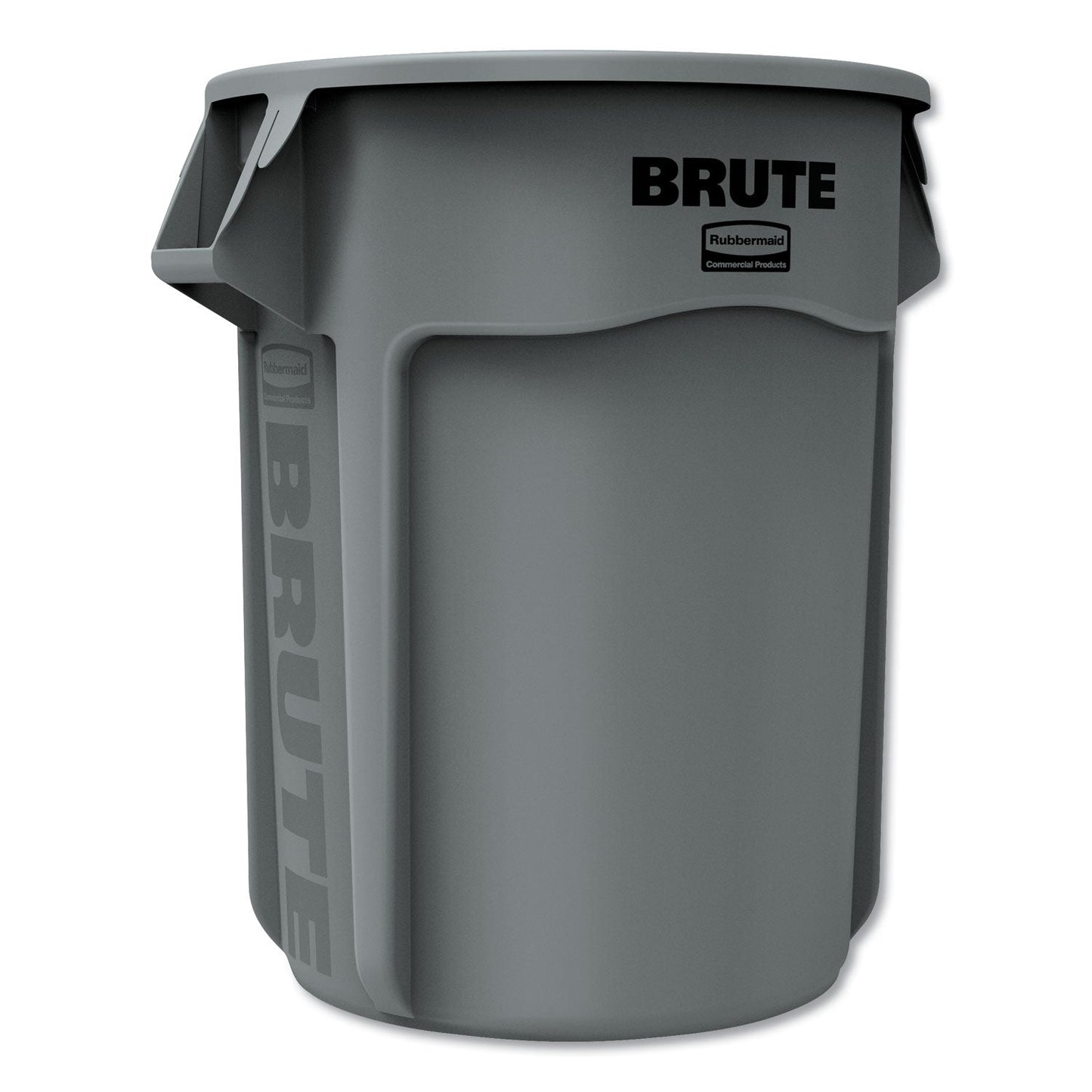 RCP265500GY Vented Round Brute Container, 55 gal, Plastic, Gray RUBBERMAID COMMERCIAL PROD.