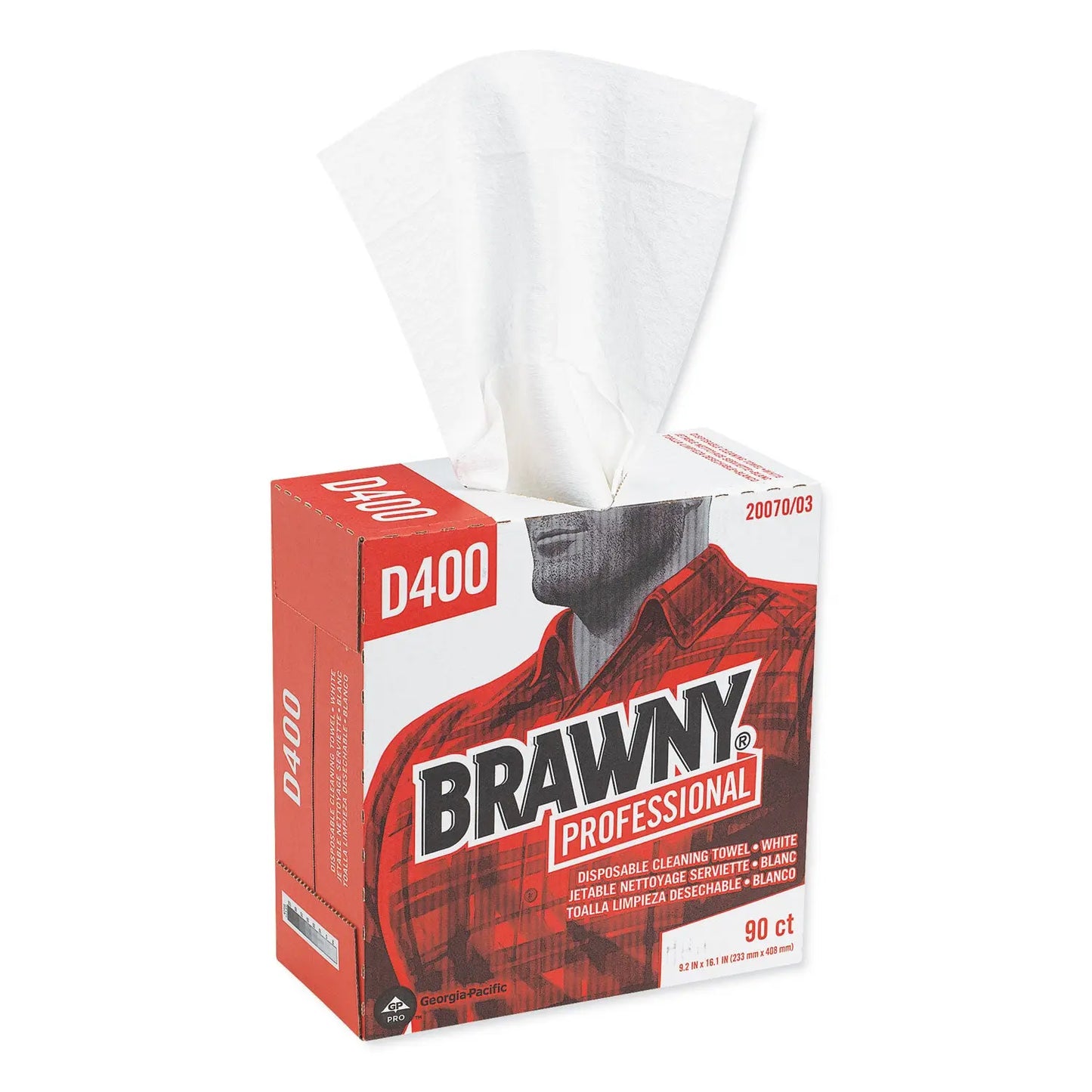 GPC2007003CT Medium Duty Premium DRC Wipers, 1-Ply, 9.25 x 16.3, Unscented, White, 90 Wipes/Box, 10 Boxes/Carton Brawny Professional