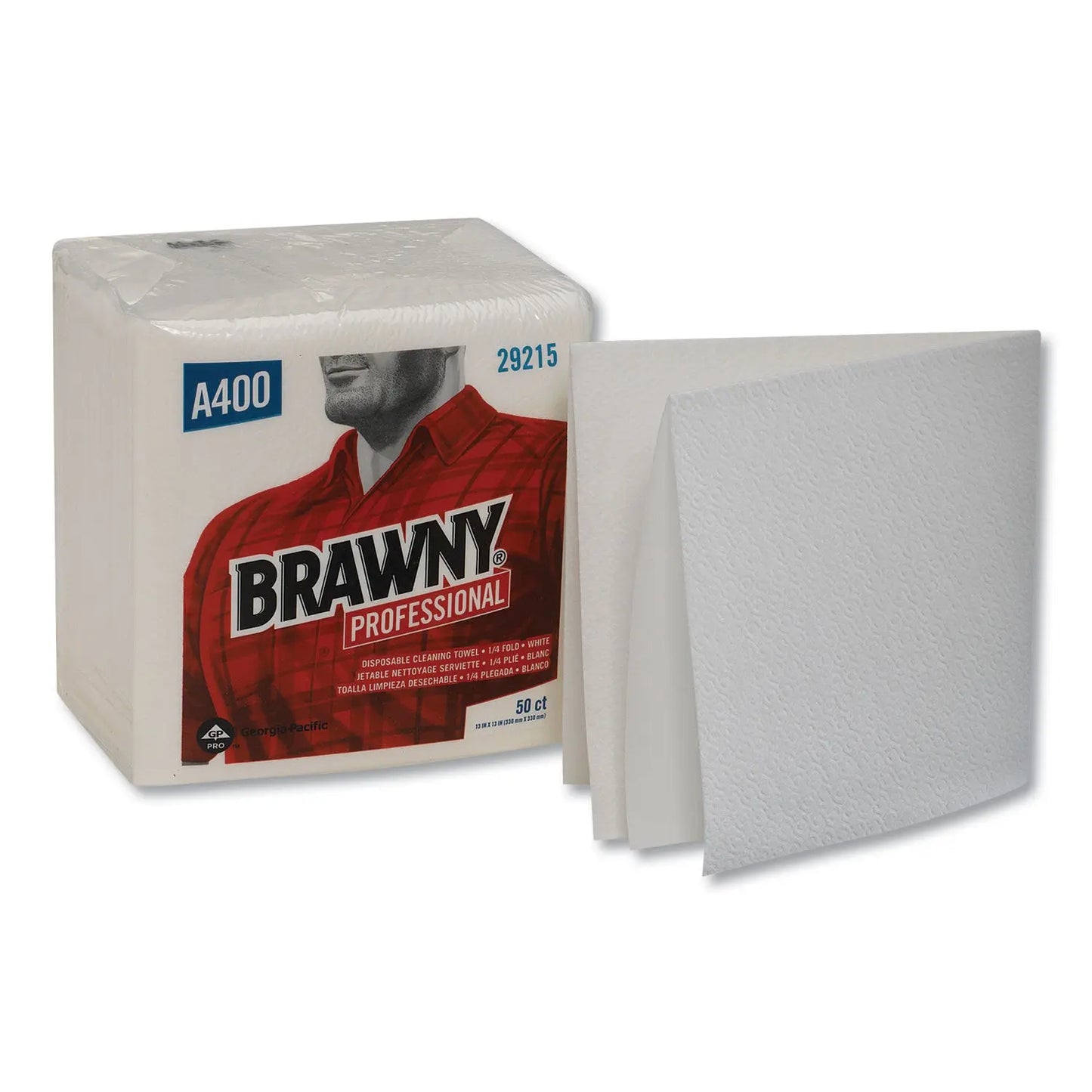 GPC29215 All Purpose Wipers, 13 x 13, White, 50/Pack, 16/Carton Brawny Professional