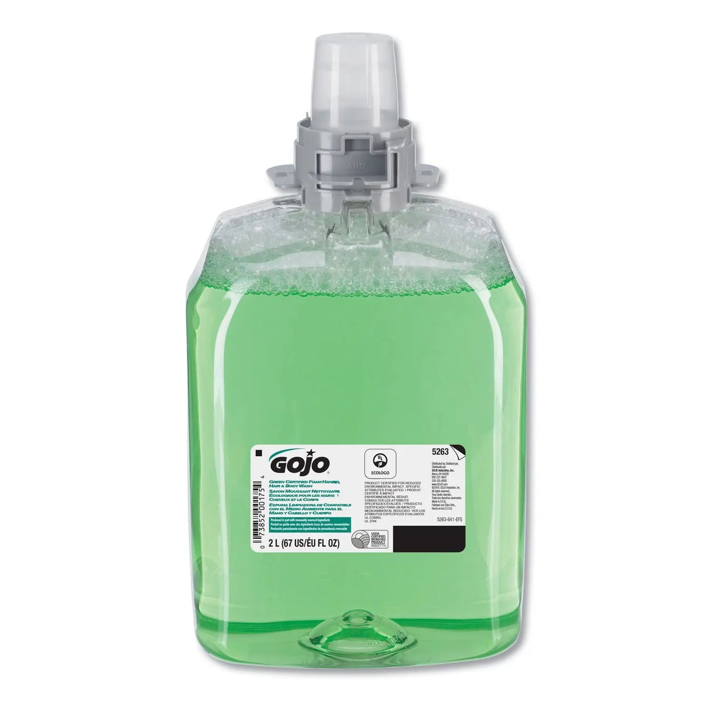 GOJ526302 Green Certified Foam Hair and Body Wash, Cucumber Melon Scent, 2,000 mL, 2/Carton GOJO